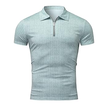 Amazon.com: Polo Shirts for Men Zip Up Turn-Down Collar